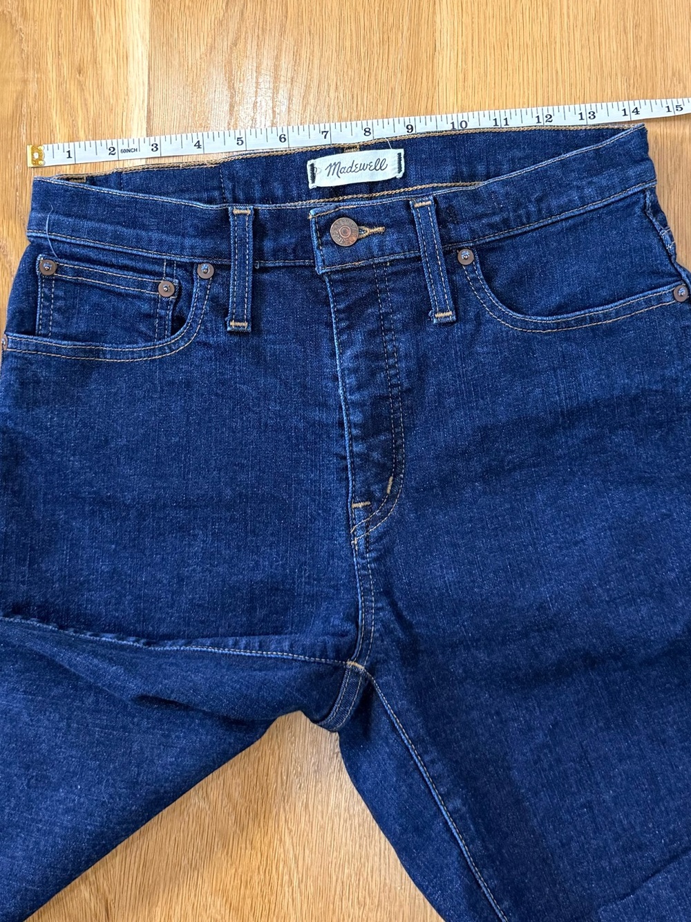 Madewell Cali Demi-Boot Jeans Dark Wash High Rise Flare Stretch Denim size 28 - Picture 6 of 12